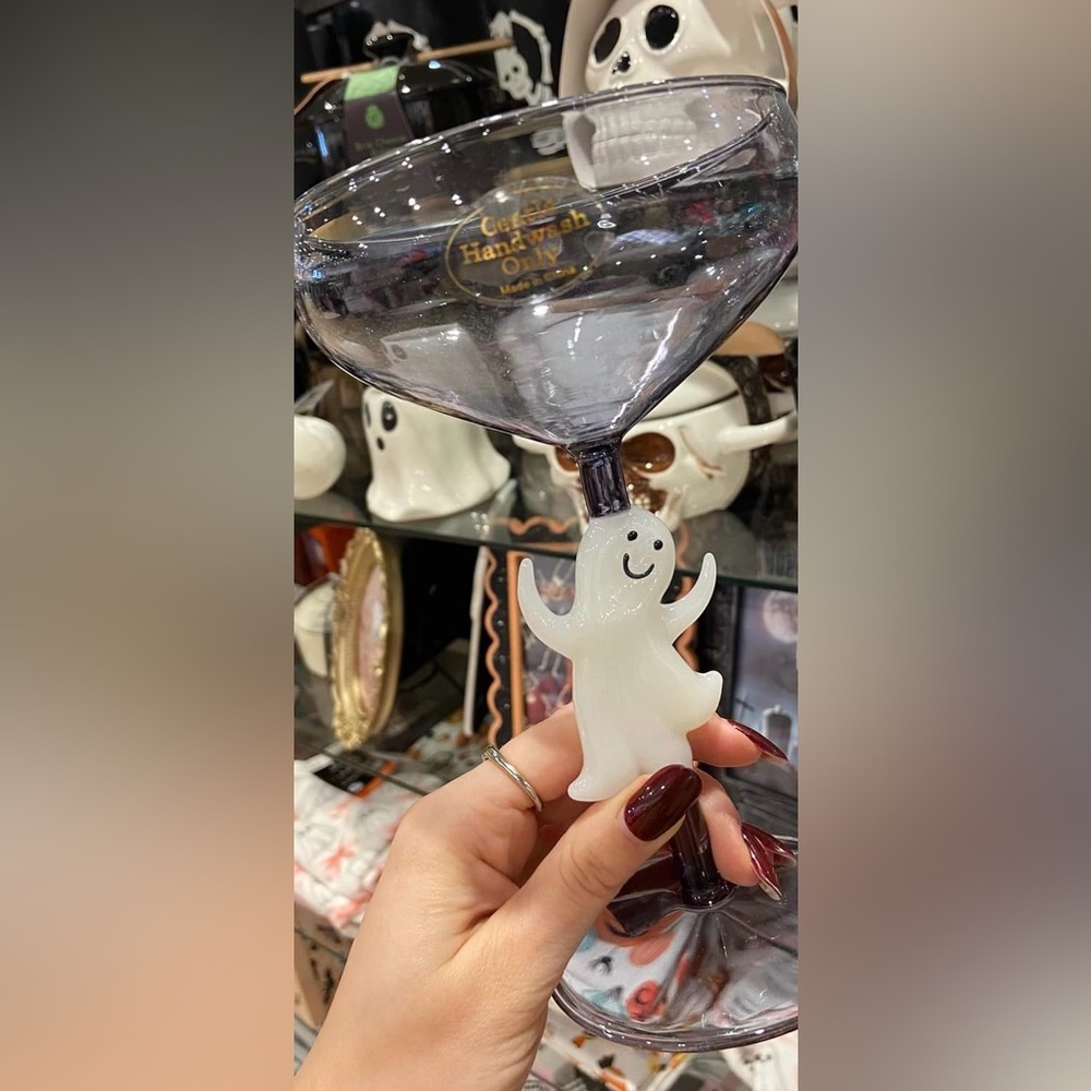 Spooky Halloween Ghost Stemmed Wine Glass One Size NWT